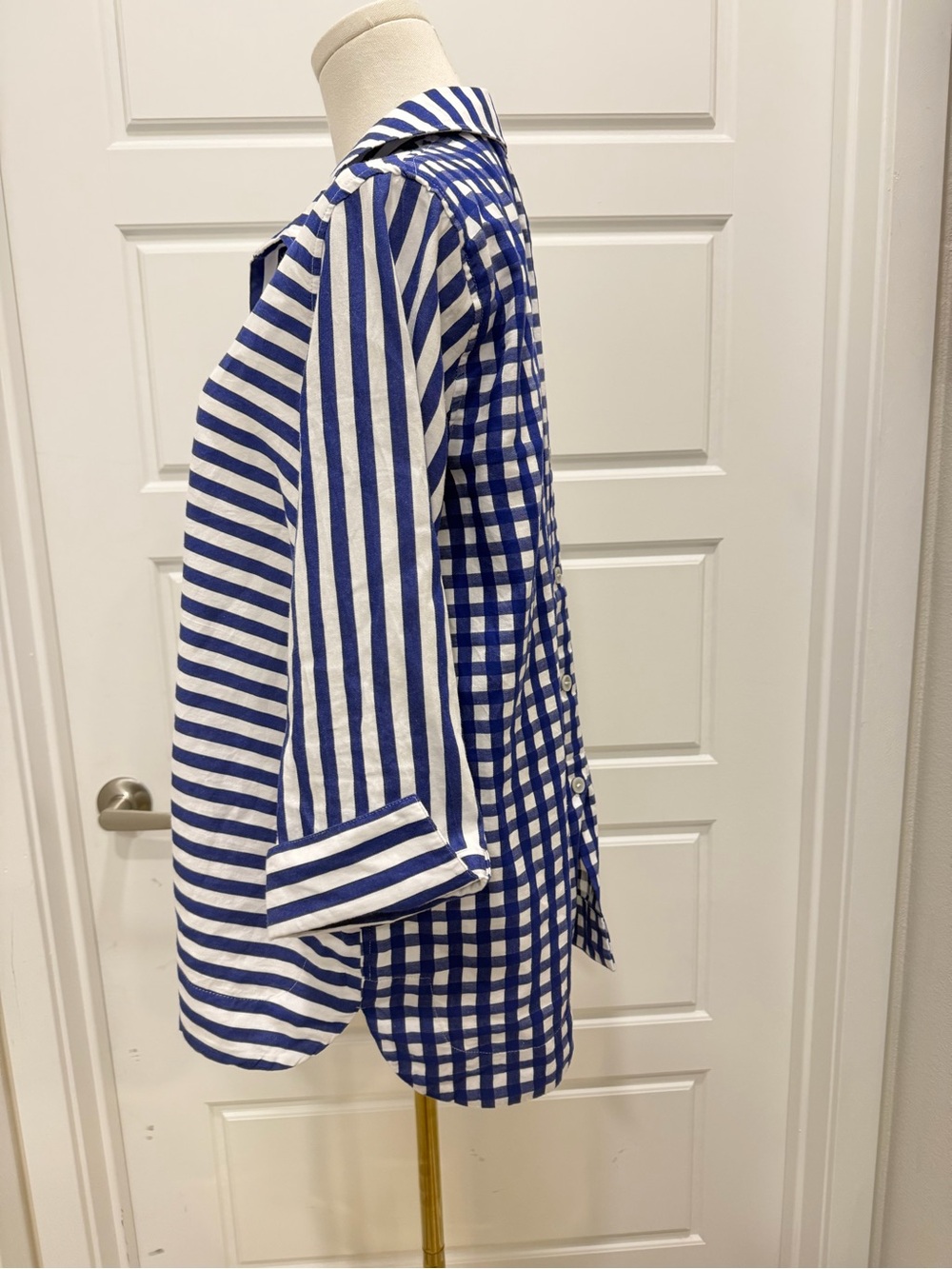 Ali Miles Striped Blue and White Collared Tunic Top - Picture 3 of 5